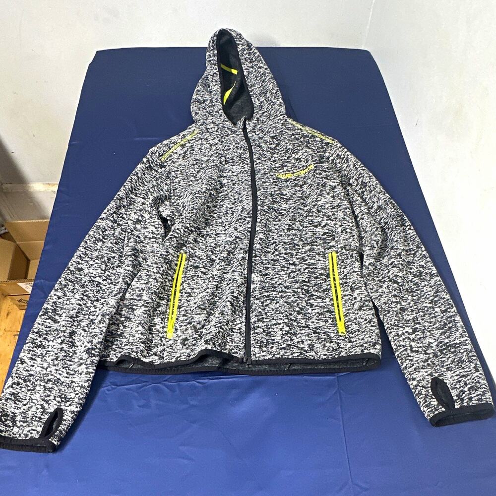 ACE Men's 2XL Full Zip Hoodie Heather Gray Yellow Trim Pockets Grand Canyon